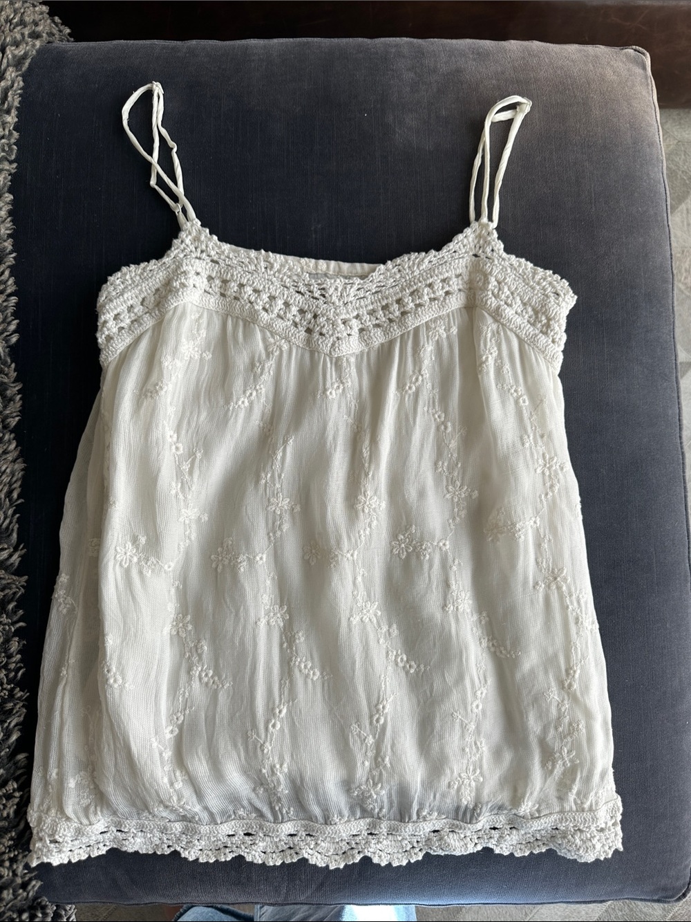Lucky Brand Women's White Crochet-Trim Camisole Top